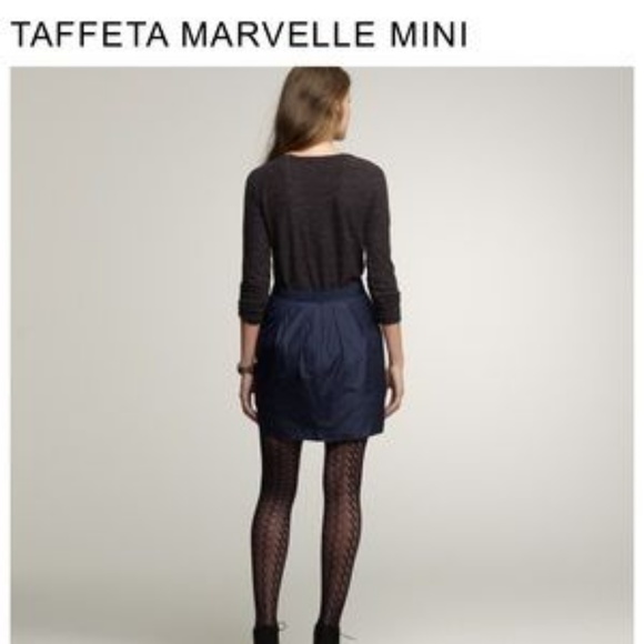 J. Crew Taffeta Marvelle Mini Skirt 100% Silk Blue - Picture 3 of 5